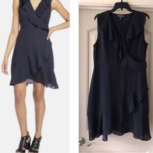 The Limited Navy Polka Dotted Ruffle Dress